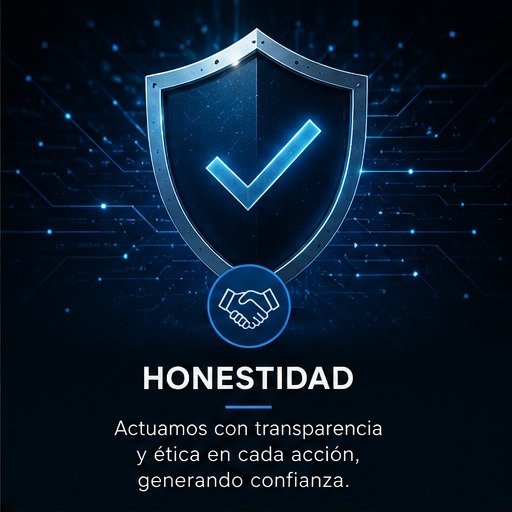 Honestidad: actuamos con transparencia y ética en cada acción, generando confianza.